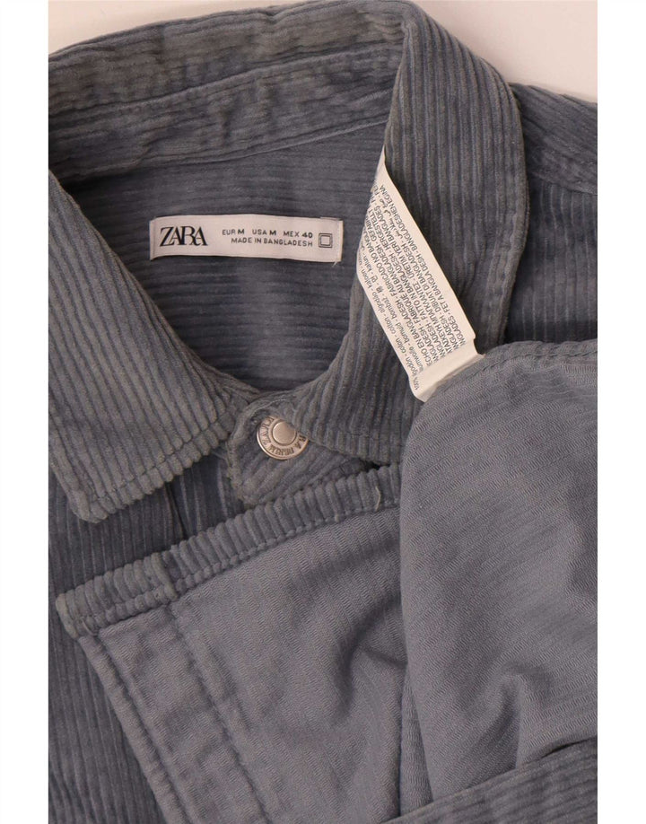 Zara Mens Corduroy Shirt Medium Blue Cotton
