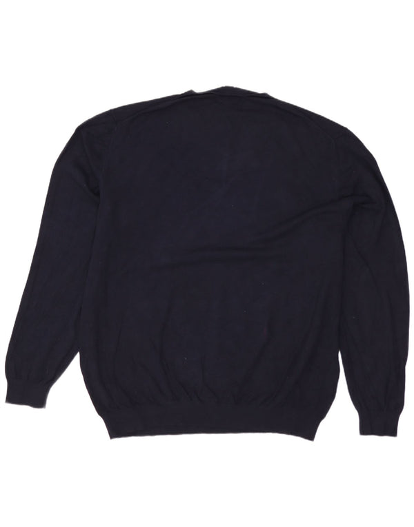 ZARA Mens V-Neck Jumper Sweater 2XL Navy Blue Viscose