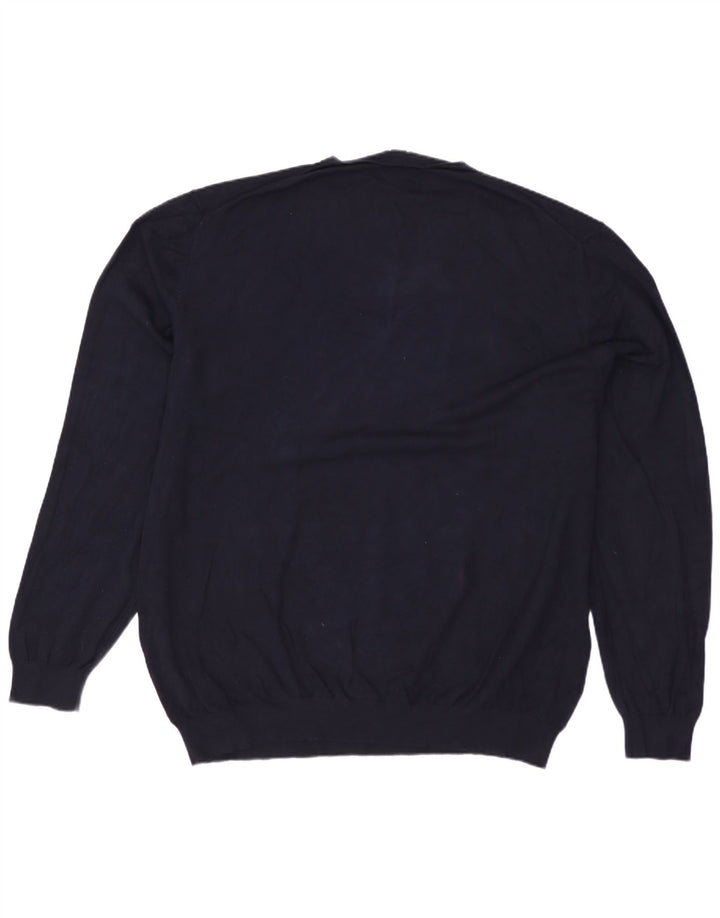 ZARA Mens V-Neck Jumper Sweater 2XL Navy Blue Viscose