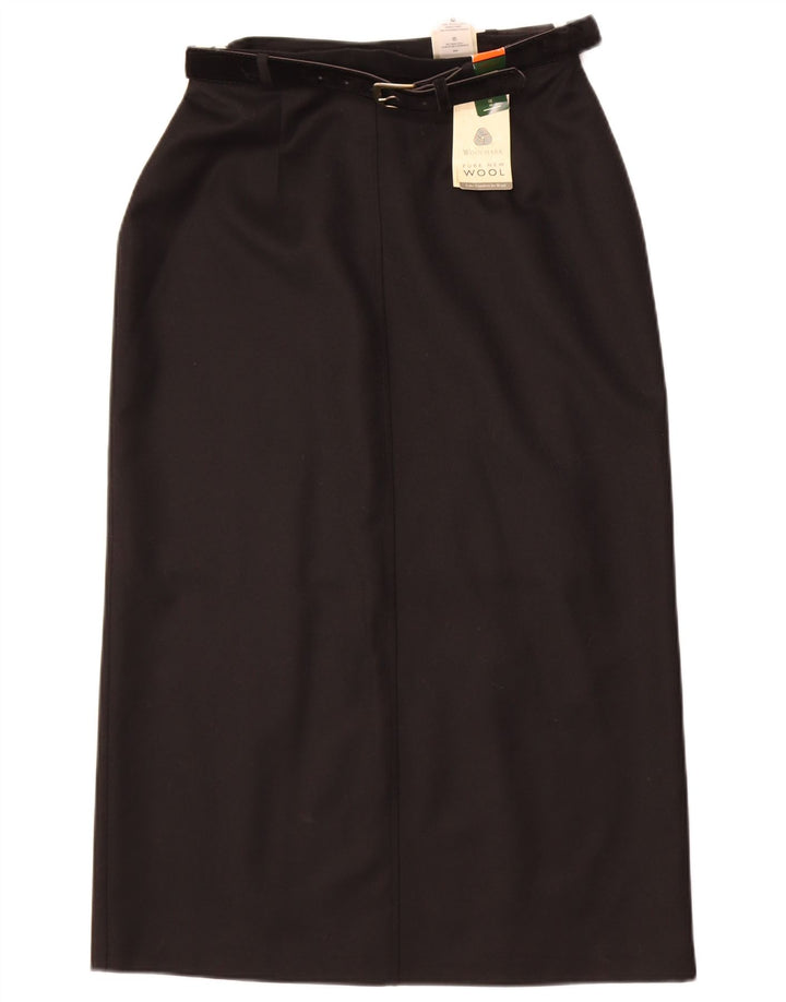 St. Bernard Womens Midi Skirt US 12 Large W30  Black Wool