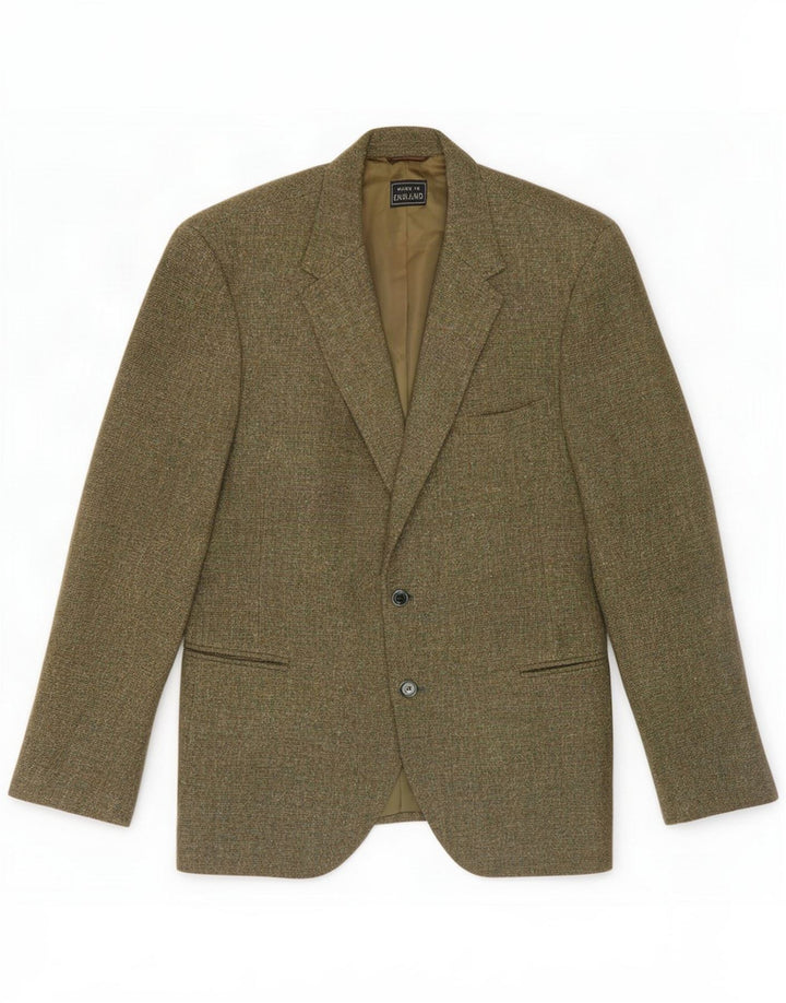Harris Tweed Mens 2 Button Blazer Jacket UK 38 Medium Green Flecked Wool