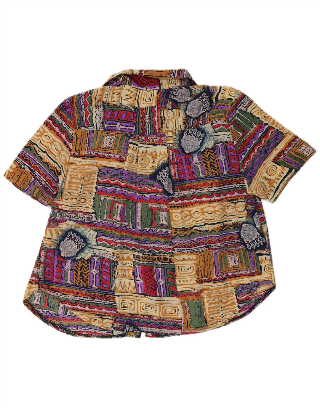 Vintage Womens Abstract Pattern Shirt Blouse UK 20 2XL Multicoloured