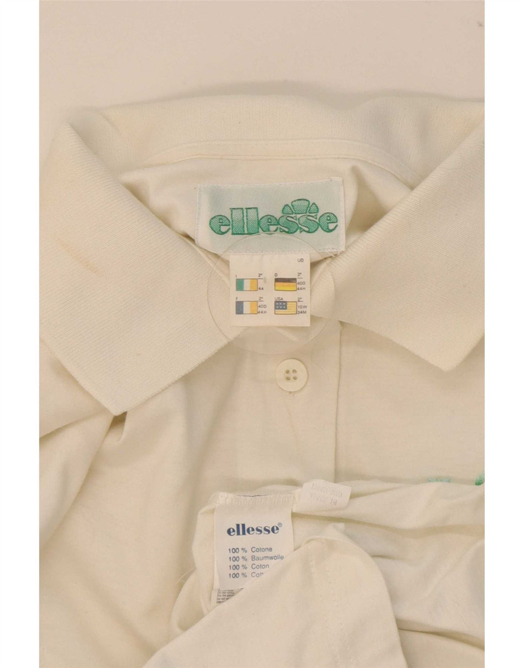 Ellesse Womens Polo Shirt IT 44 Medium White Floral Cotton