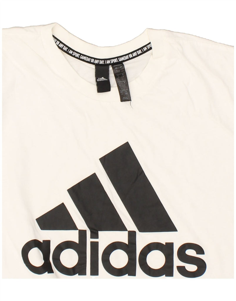 ADIDAS Mens Graphic T-Shirt Top Large White Cotton | Vintage Adidas | Thrift | Second-Hand Adidas | Used Clothing | Messina Hembry 