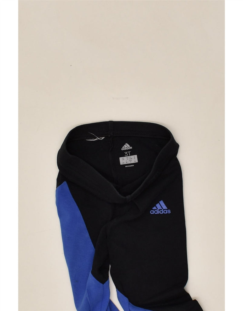 ADIDAS Boys Tracksuit Trousers 2-3 Years Black Colourblock Cotton | Vintage Adidas | Thrift | Second-Hand Adidas | Used Clothing | Messina Hembry 