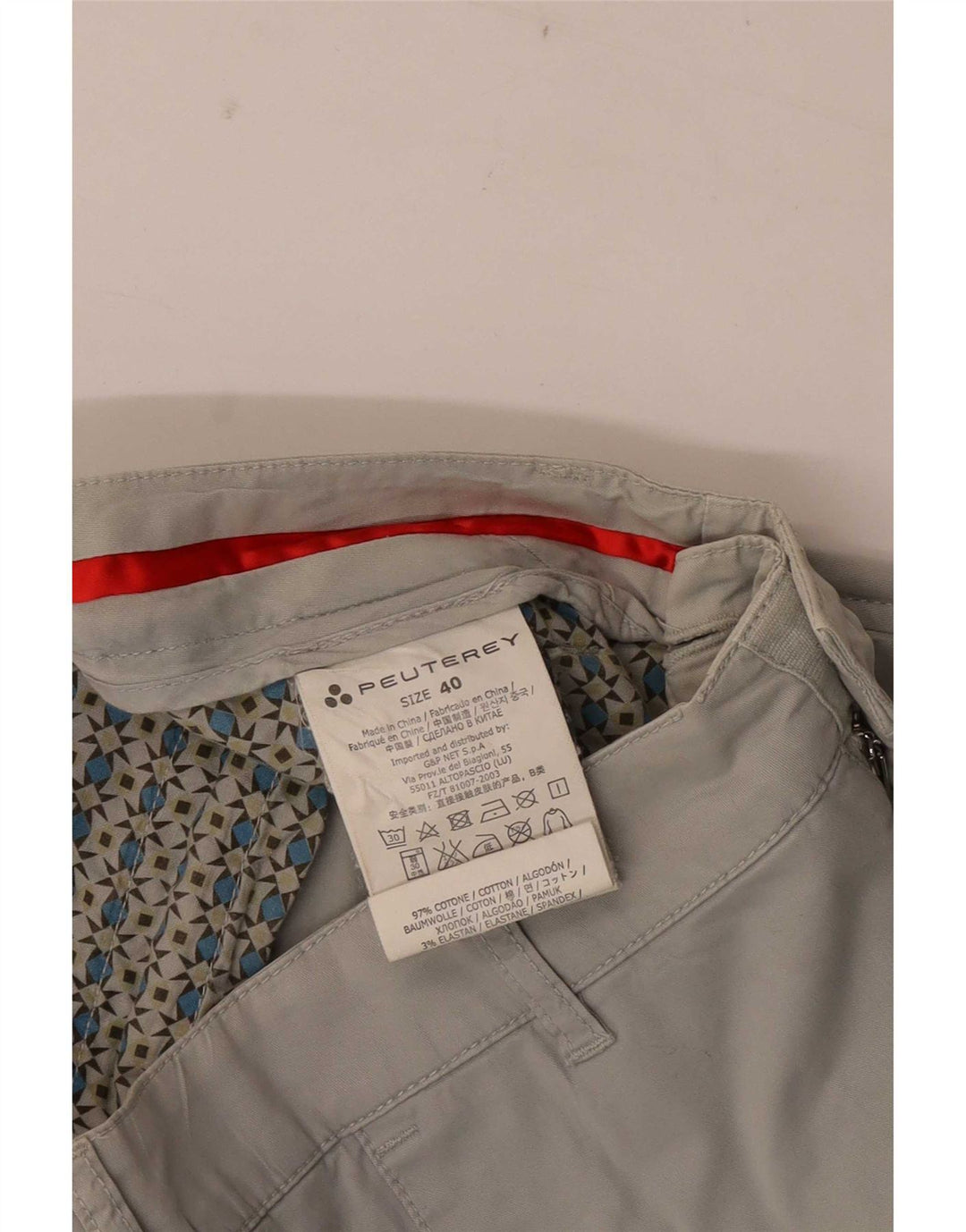 PEUTEREY Womens Slim Chino Trousers EU 40 Medium W30 L30 Grey Cotton