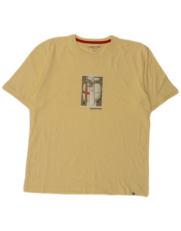 Lambretta Mens Graphic T-Shirt Top Large Yellow Cotton