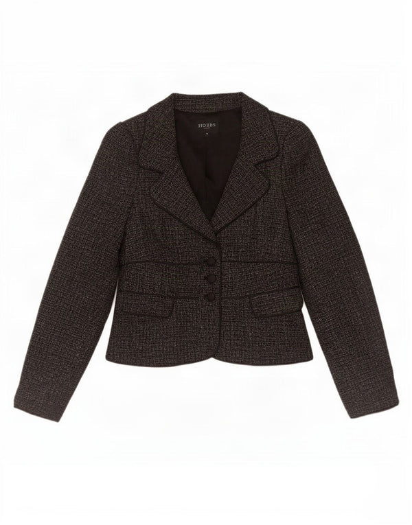 Hobbs Womens 3 Button Blazer Jacket UK 8 Small Grey Polyester