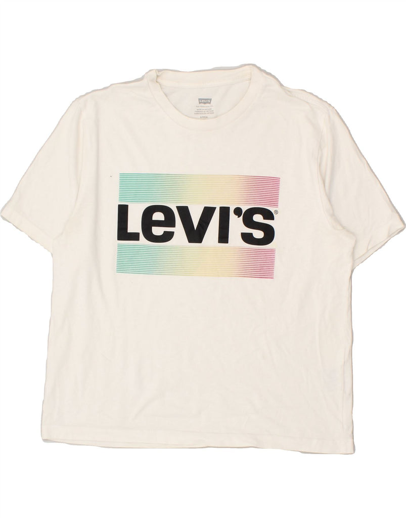 LEVI'S Womens Graphic T-Shirt Top UK 10 Small White Cotton | Vintage Levi's | Thrift | Second-Hand Levi's | Used Clothing | Messina Hembry 