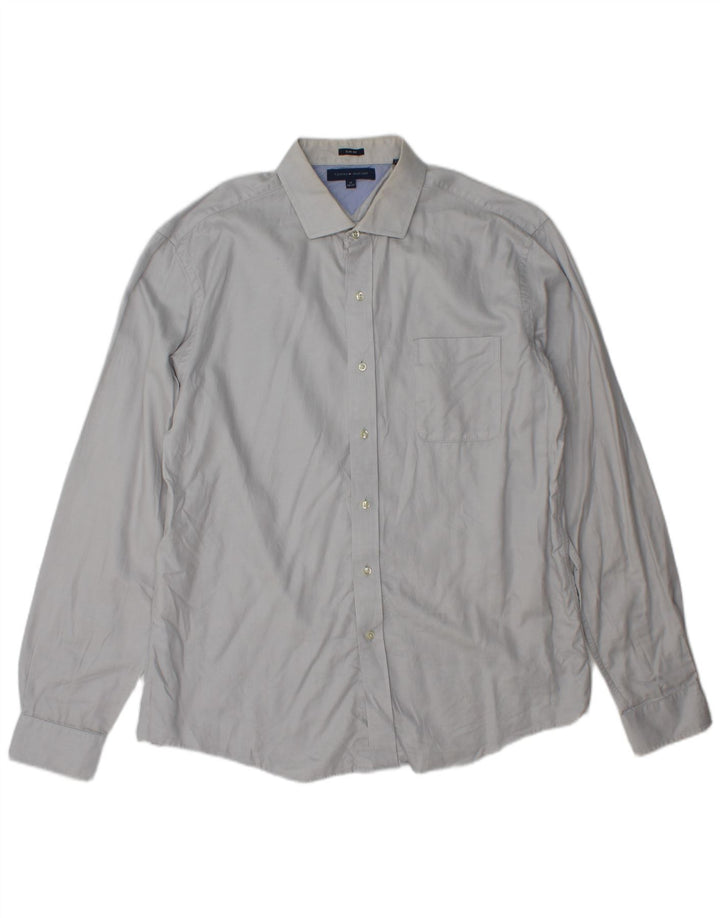 Tommy Hilfiger Mens Slim Fit Shirt Size 17 XL Grey
