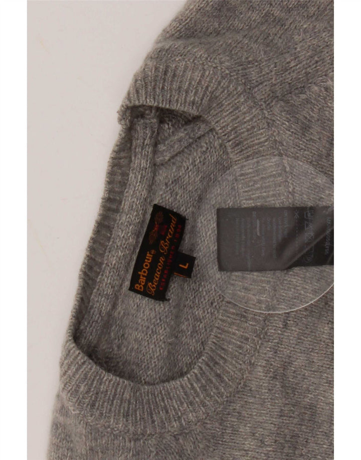 Barbour Mens Boat Neck Jumper Sweater Large Grey Wool