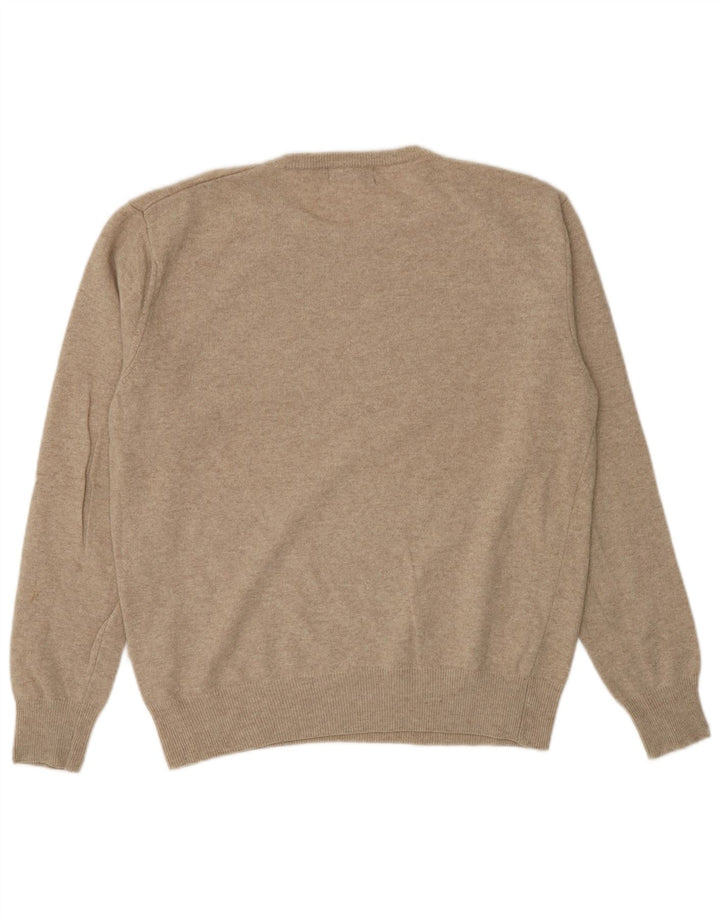 Kappa Mens Crew Neck Jumper Sweater Medium Beige Lambswool