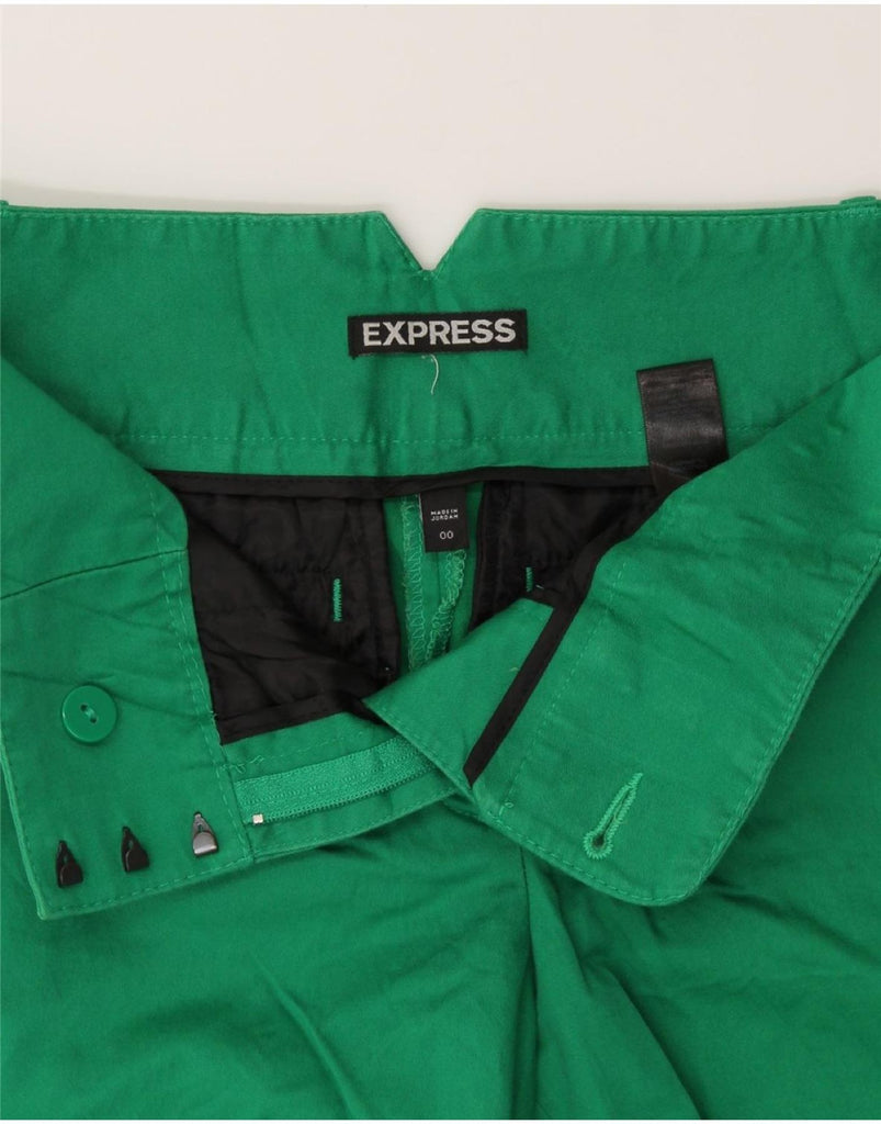 EXPRESS Womens High Waist Chino Shorts US 00 2XS W28 Green Cotton Vintage Express and Second-Hand Express from Messina Hembry 