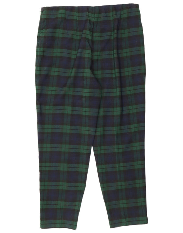 CHAPS Womens High Waist Casual Trousers US 12 Large W30 L26 Green Check