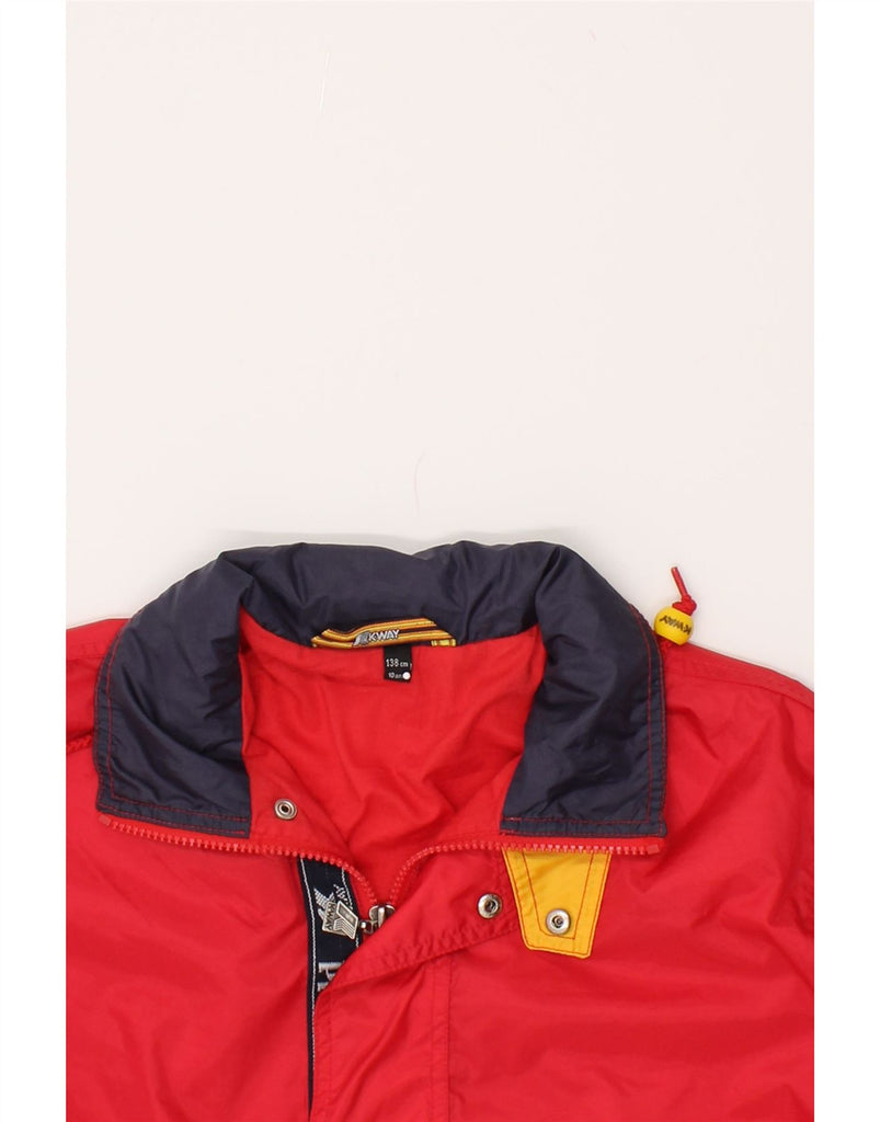 K-WAY Boys Hooded Rain Jacket 9-10 Years Red Nylon | Vintage K-Way | Thrift | Second-Hand K-Way | Used Clothing | Messina Hembry 