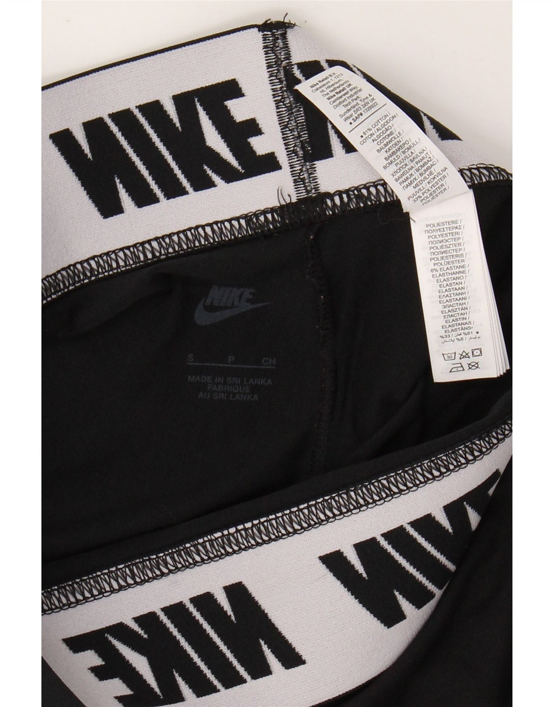 NIKE Womens Graphic Leggings UK 8 Small  Black Cotton