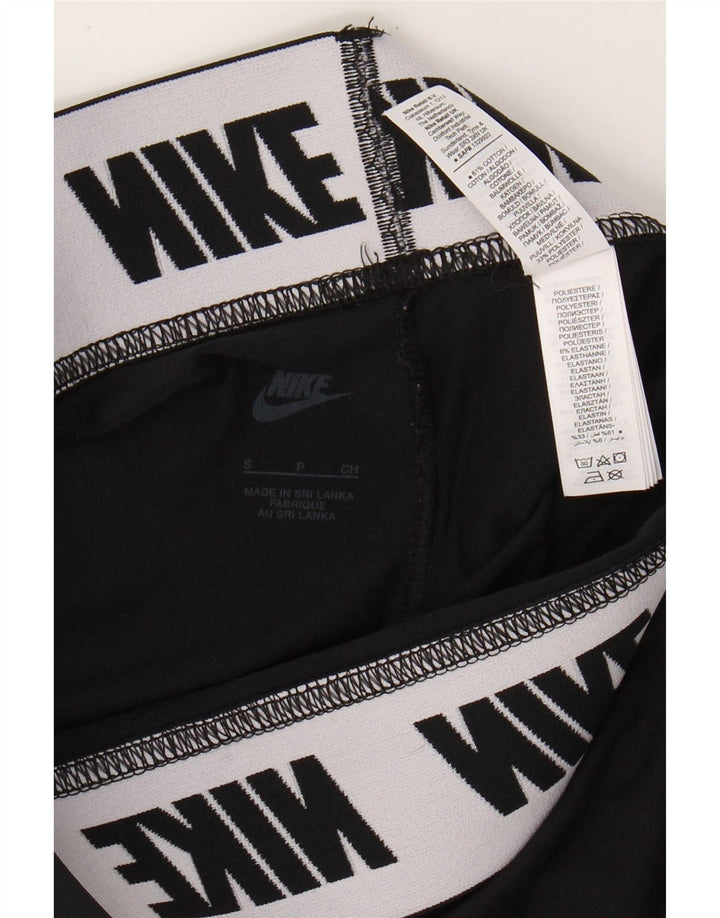 NIKE Womens Graphic Leggings UK 8 Small  Black Cotton