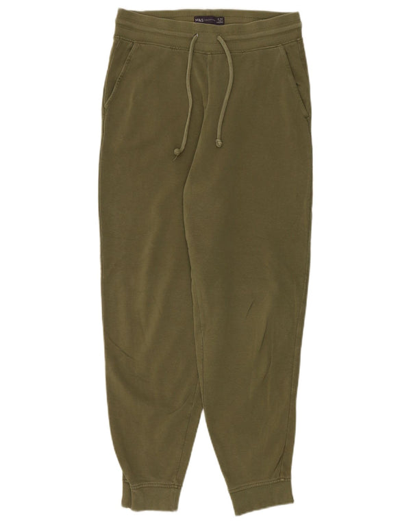 MARKS & SPENCER Womens Tracksuit Trousers Joggers UK 10 Small Khaki Cotton