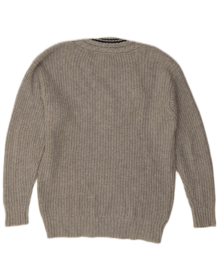 American Eagle Mens V-Neck Jumper Sweater Small Grey Cotton