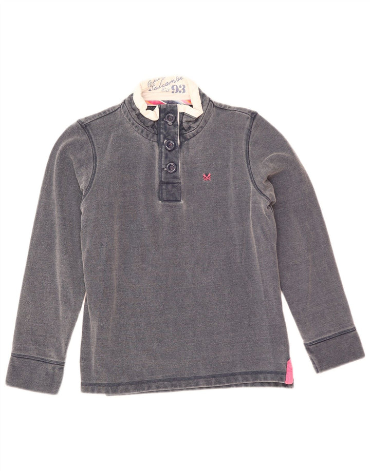 Crew Clothing Womens Button Neck Sweatshirt Jumper UK 10 Small Navy Blue