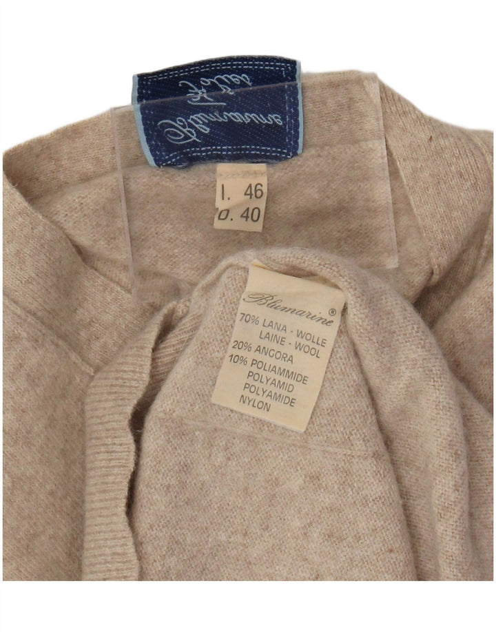 BLUMARINE Womens Sleeveless Cardigan Sweater IT 46 Large Beige Wool
