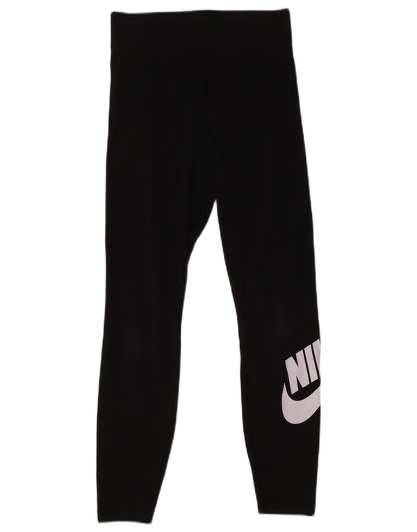 Nike Womens Graphic Leggings UK 8 Small Black Cotton Sports