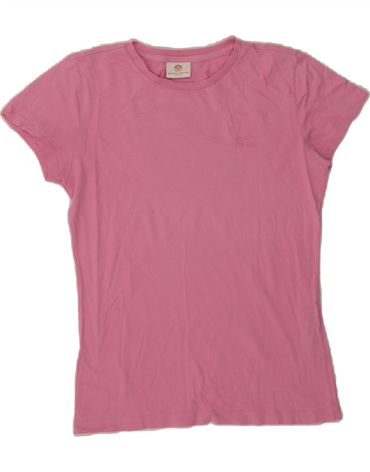 NORTH SAILS Womens Graphic T-Shirt Top UK 12 Medium Pink Cotton Vintage North Sails and Second-Hand North Sails from Messina Hembry 