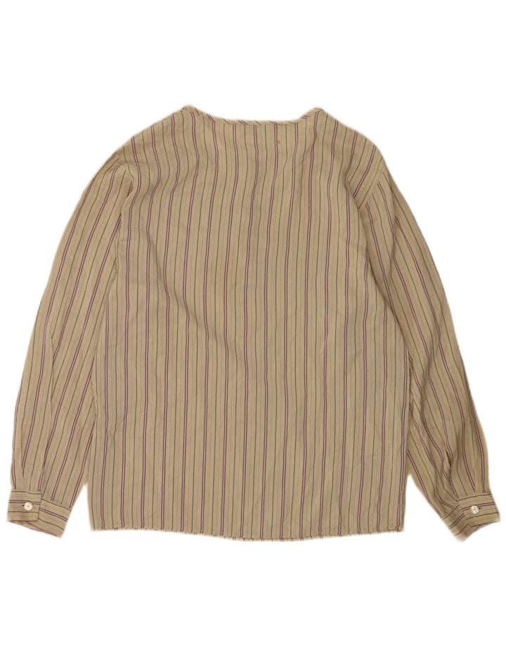 Marella Womens Pullover Shirt Blouse UK 12 Medium Beige Striped Silk