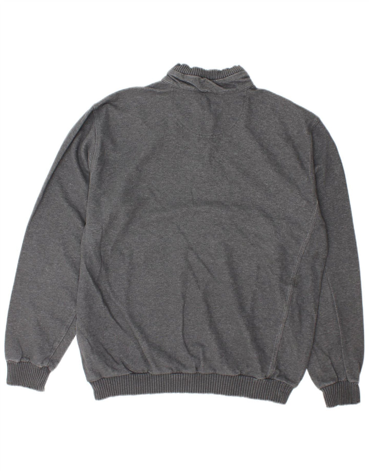 Champion Mens Zip Neck Sweatshirt Jumper XL Grey Cotton