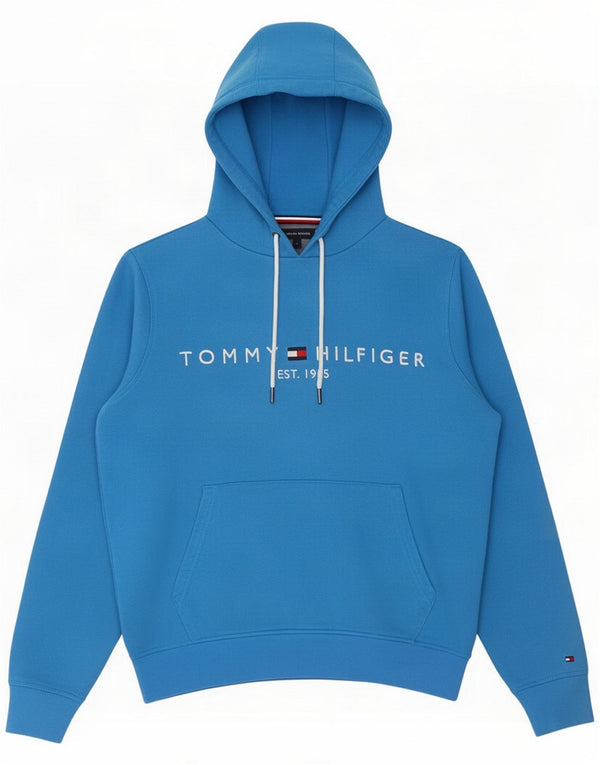 Tommy Hilfiger Mens Graphic Hoodie Jumper Small Blue Cotton