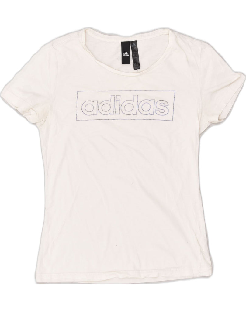 ADIDAS Boys Graphic T-Shirt Top 8-9 Years Small White Cotton | Vintage Adidas | Thrift | Second-Hand Adidas | Used Clothing | Messina Hembry 