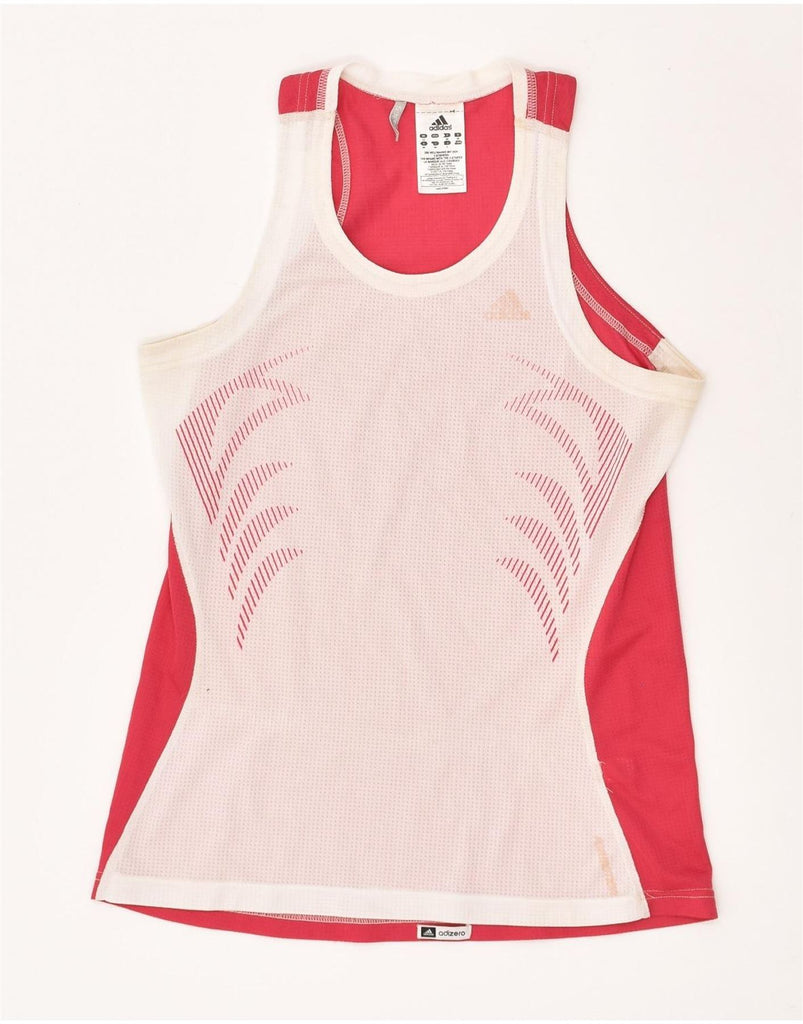 ADIDAS Womens Graphic Vest Top UK 12 Medium Pink Colourblock Polyester | Vintage Adidas | Thrift | Second-Hand Adidas | Used Clothing | Messina Hembry 