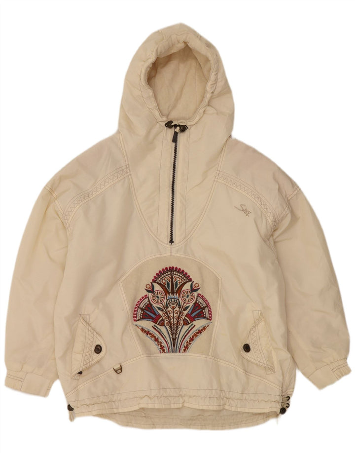 Silvy Womens Hooded Anorak Jacket EU 38 Medium Off White Paisley