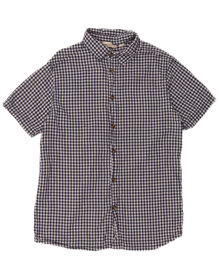 Mountain Warehouse Mens Short Sleeve Shirt XS Blue Gingham Cotton