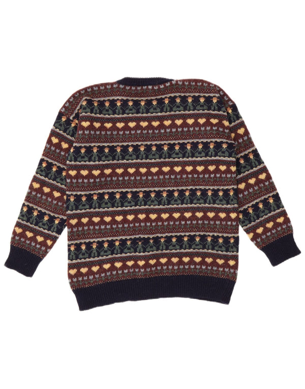 Vintage Womens Crew Neck Jumper Sweater UK 10 Small Multicoloured Geometric