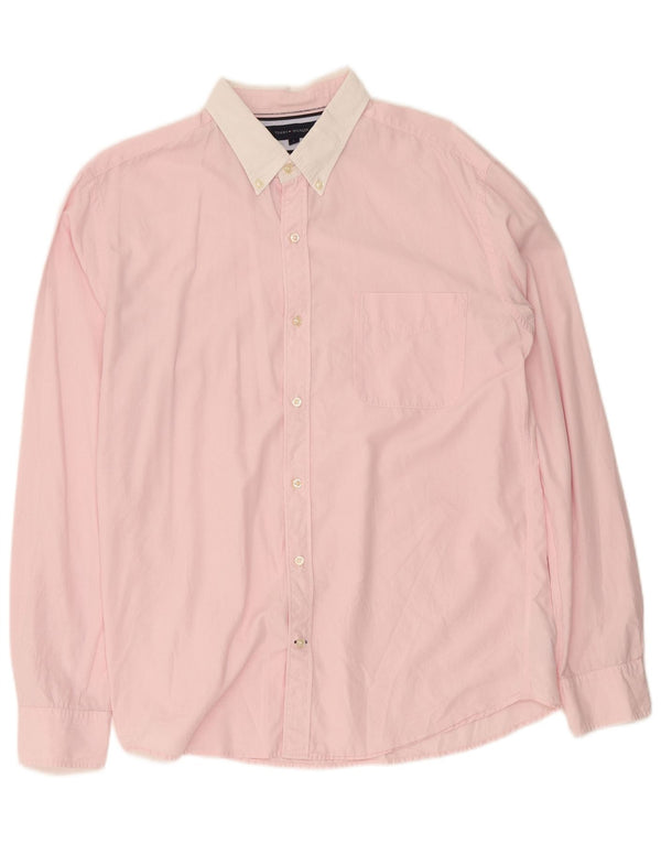 Tommy Hilfiger Mens Vintage Fit Shirt Large Pink Pinstripe Cotton