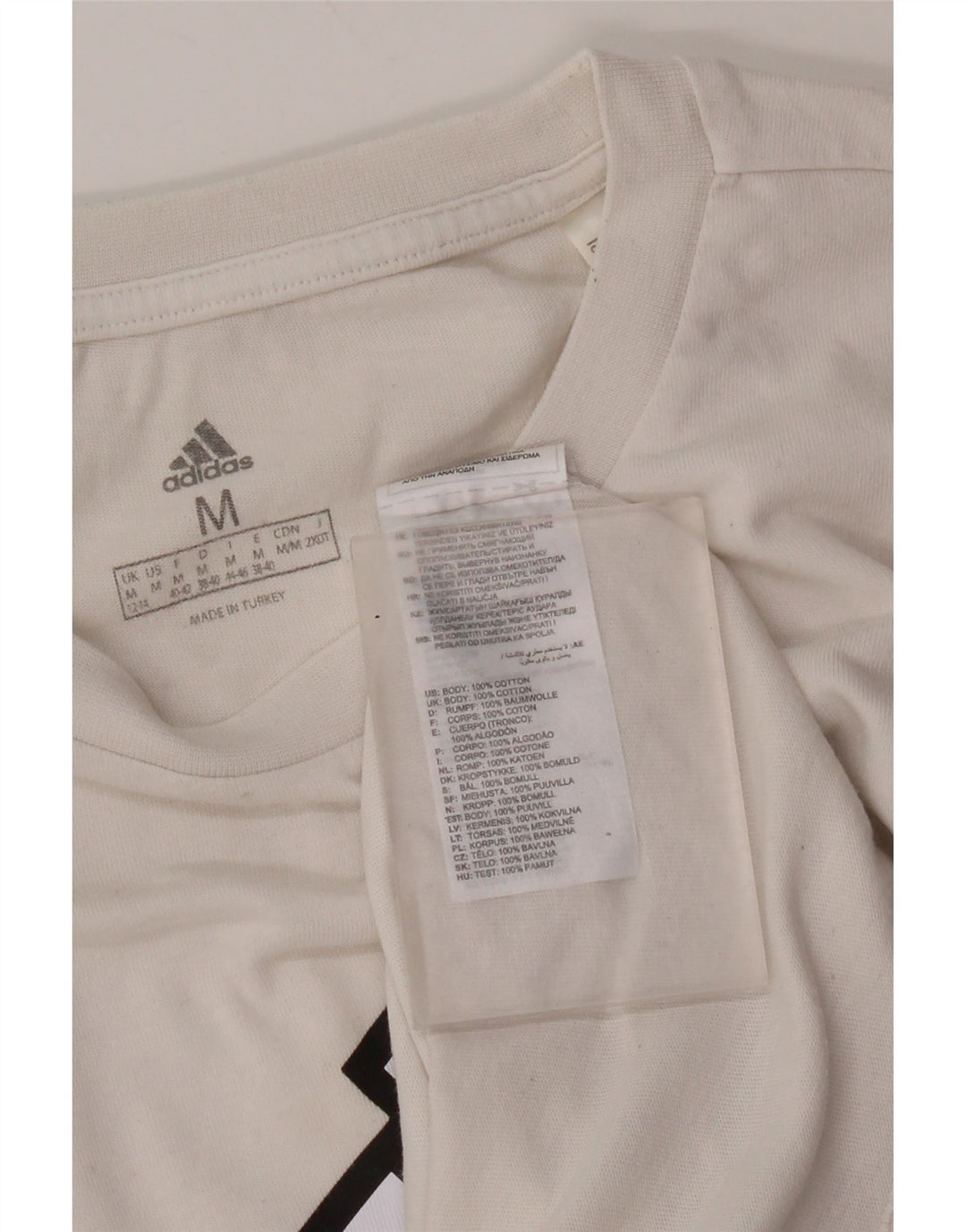 Adidas Womens Crop Oversized Graphic T-Shirt Top UK 12/14 Medium White