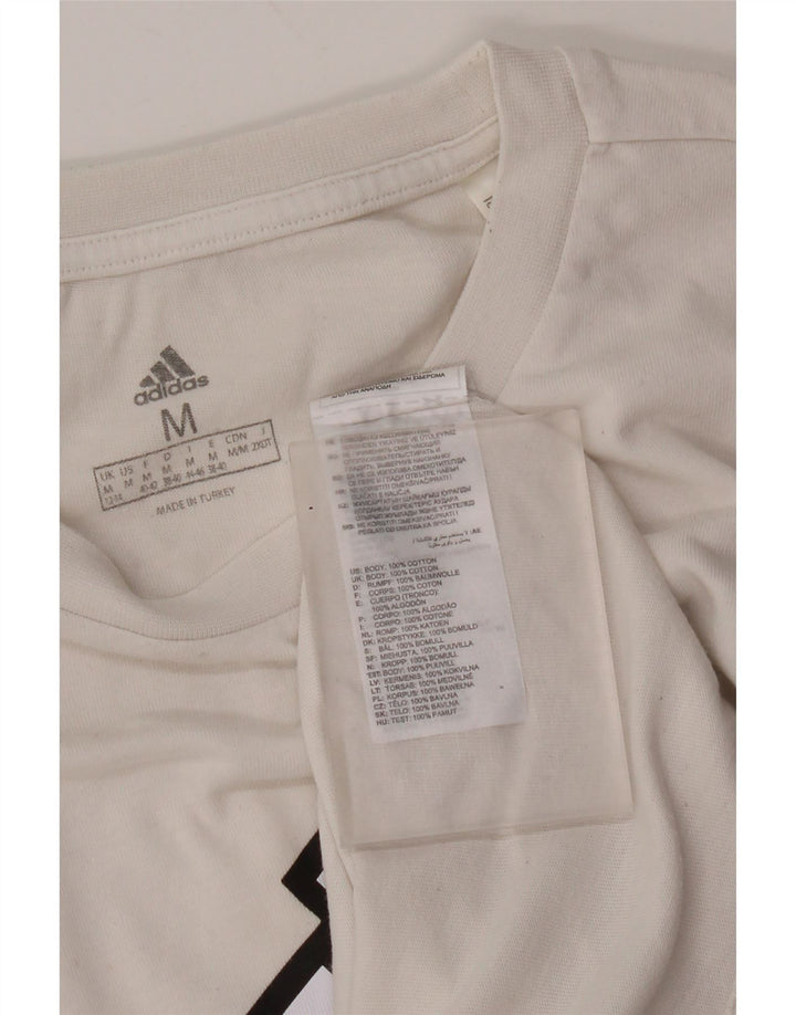 Adidas Womens Crop Oversized Graphic T-Shirt Top UK 12/14 Medium White