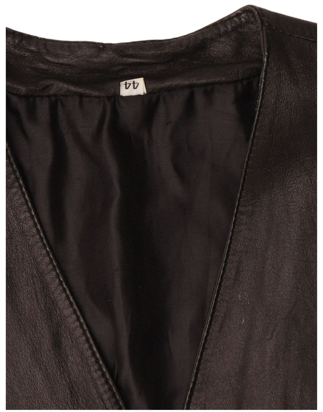 Vintage Womens Leather Waistcoat IT 44 Medium Black