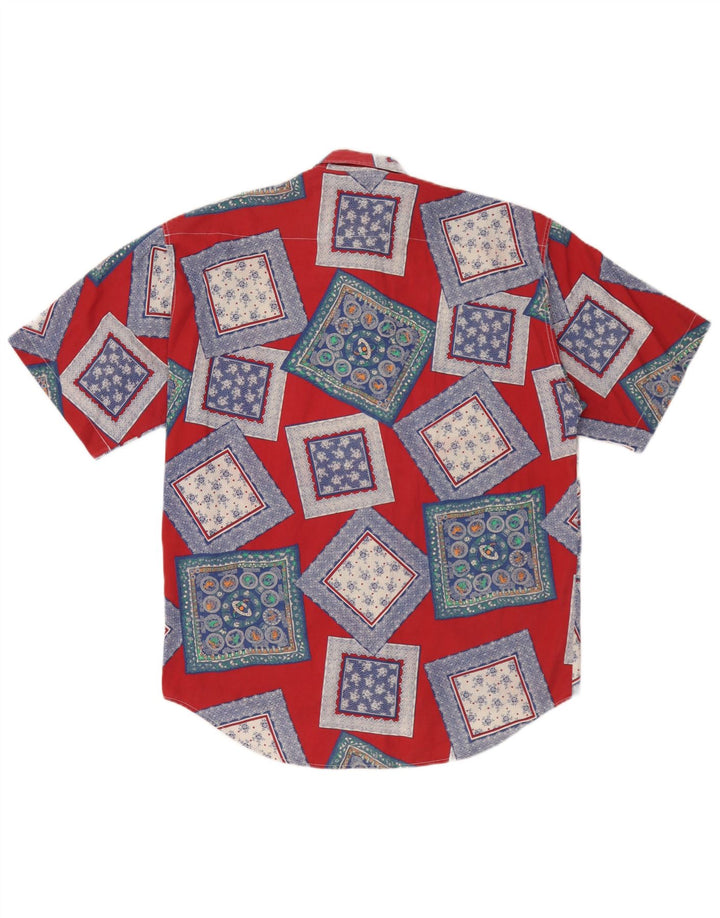 Kantaros Mens Short Sleeve Shirt Small Red Geometric