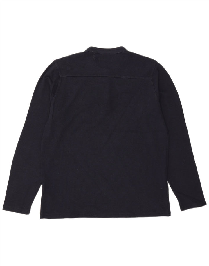 All Saints Mens Top Long Sleeve Small Navy Blue Cotton