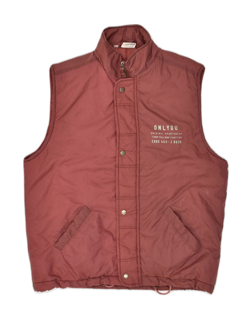 ONLYOU Mens Padded Gilet UK 38 Medium Burgundy Polyamide | Vintage Onlyou | Thrift | Second-Hand Onlyou | Used Clothing | Messina Hembry 