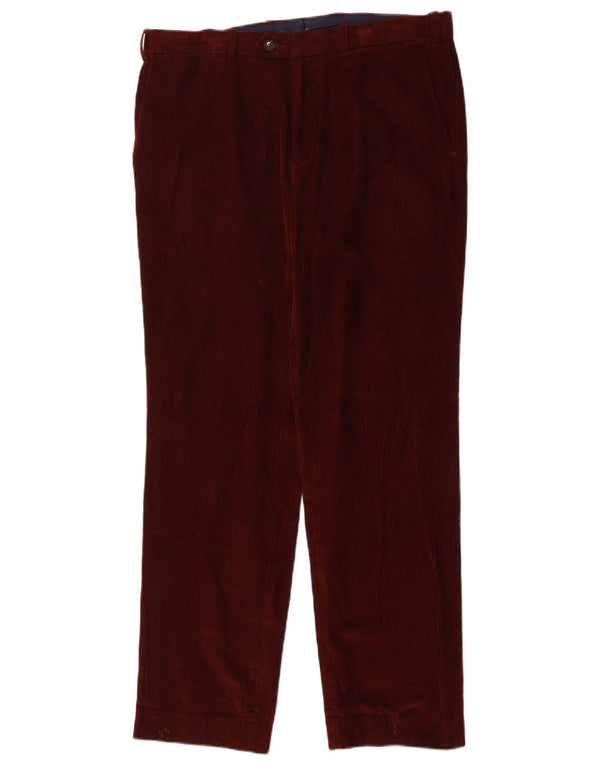 Marks & Spencer Mens Tailored Fit Straight Corduroy Trousers W34 L31 Red