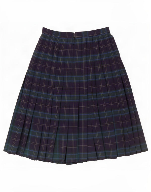 St Michael Womens Knife Pleated Skirt UK 14 Medium W26 Navy Blue Check