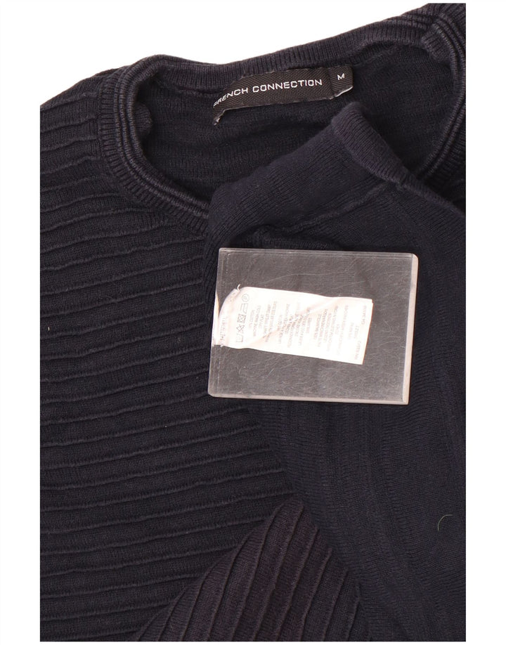 French Connection Mens Crew Neck Jumper Sweater Medium Navy Blue Cotton