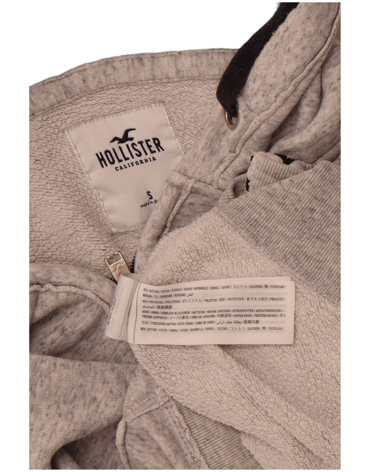 HOLLISTER Mens Zip Hoodie Sweater Small Grey Flecked Cotton