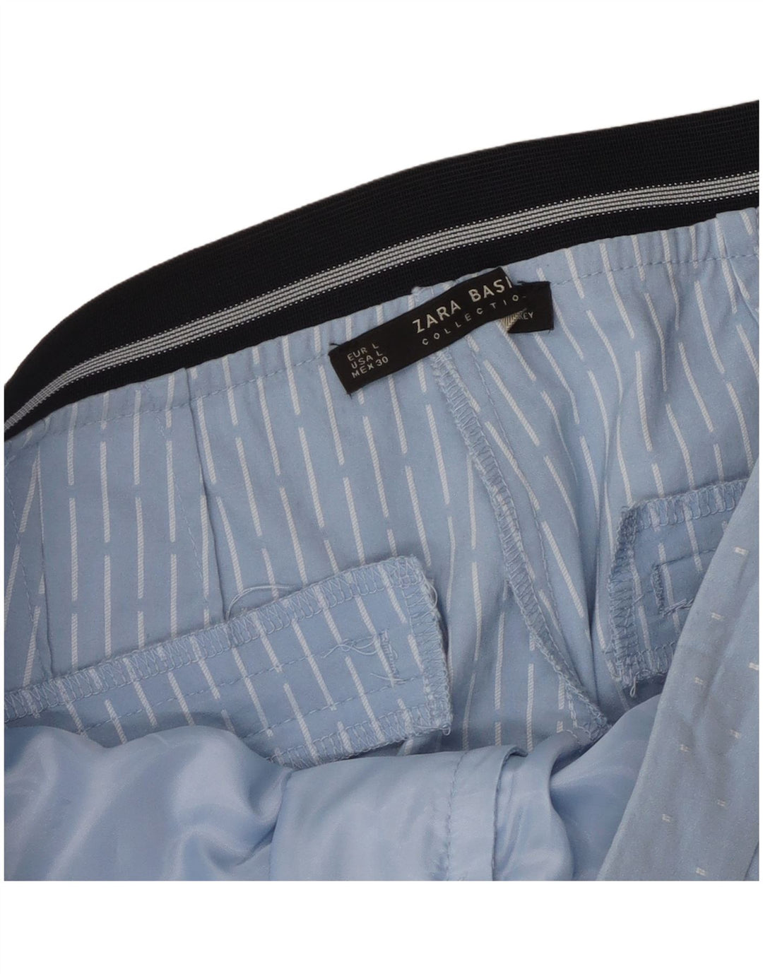 Zara Womens Slim Chino Trousers Large W32 L27 Blue Geometric