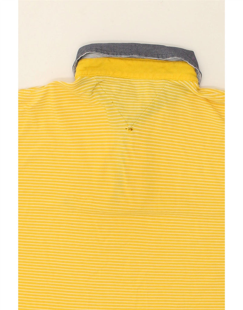 TOMMY HILFIGER Mens Custom Fit Polo Shirt Large Yellow Striped | Vintage Tommy Hilfiger | Thrift | Second-Hand Tommy Hilfiger | Used Clothing | Messina Hembry 