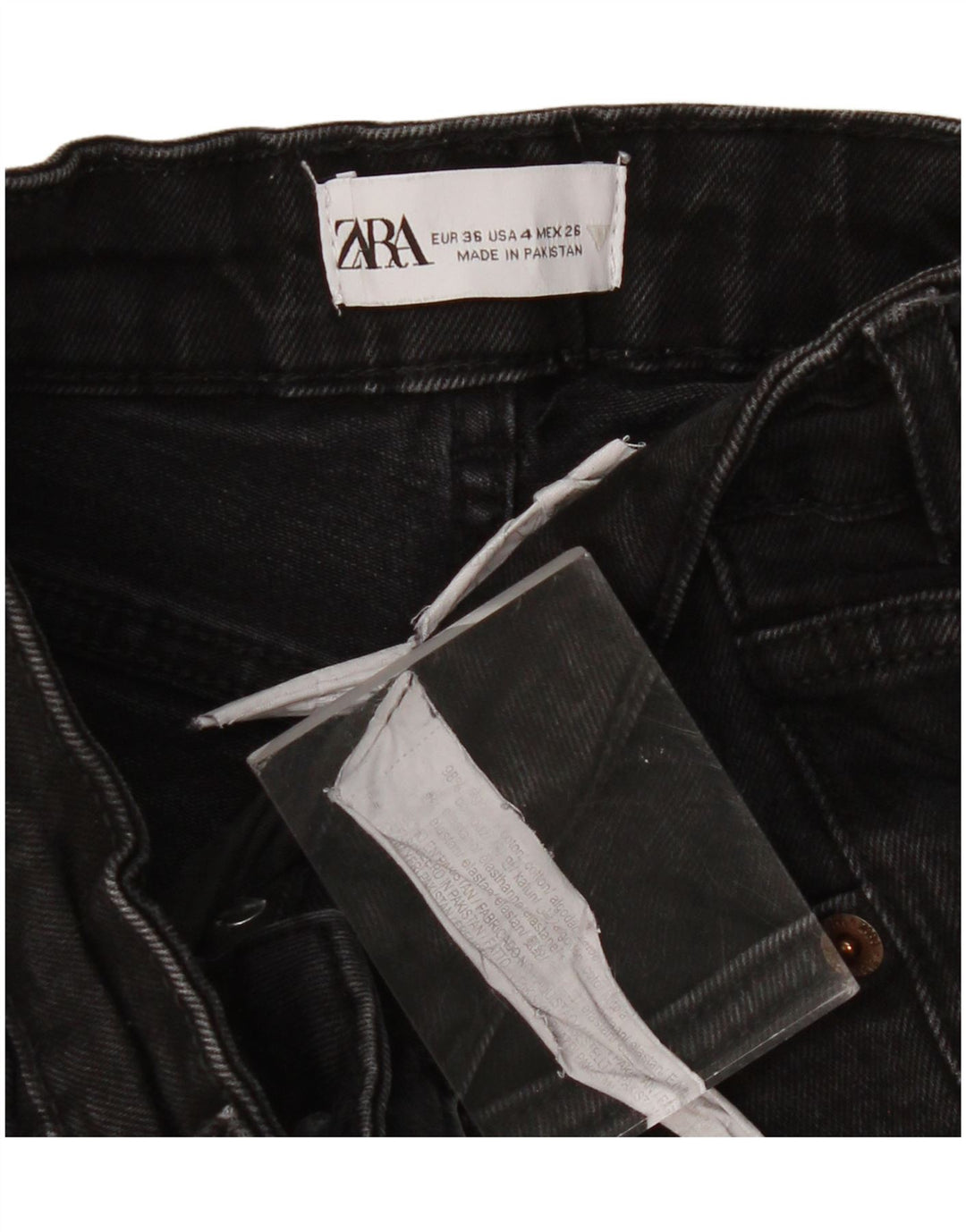 ZARA Womens Cropped Jeans EU 36 XS W26 L23 Black Cotton