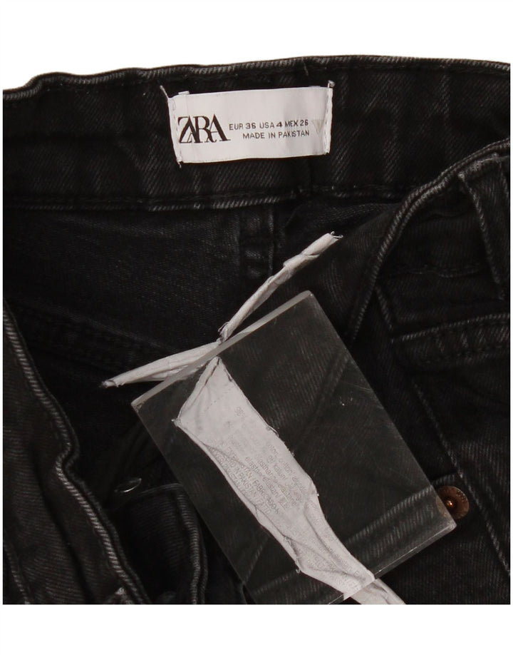 ZARA Womens Cropped Jeans EU 36 XS W26 L23 Black Cotton